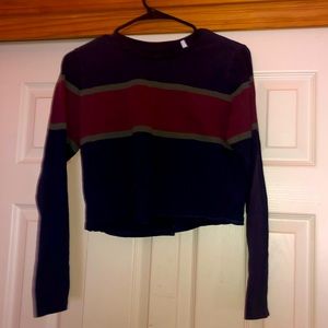 Navy striped cropped long sleeve